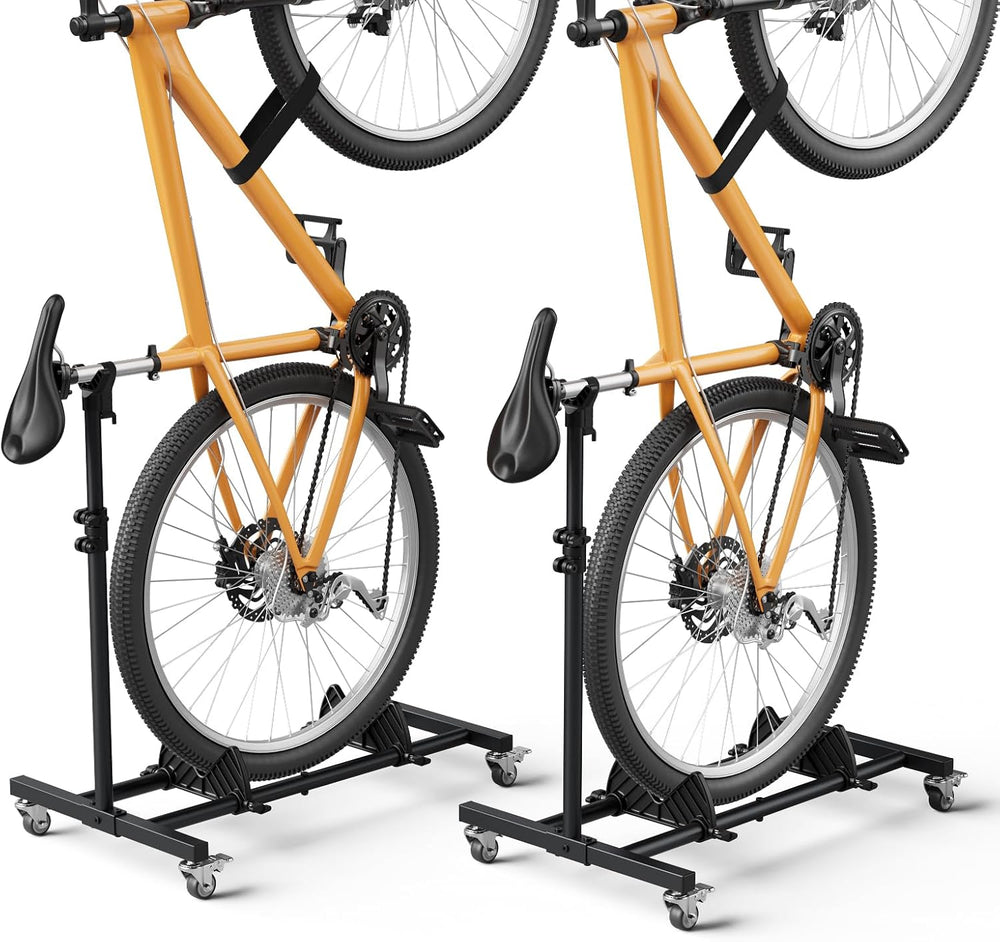 Vertical Bike Stand, (2 Pack) Space Saving Indoor Bicycle Storage Rack with W...