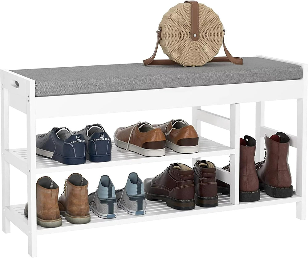 2-Tier Shoe Rack Bench with Flip-Top Storage, 36" Entryway Bench with Seat