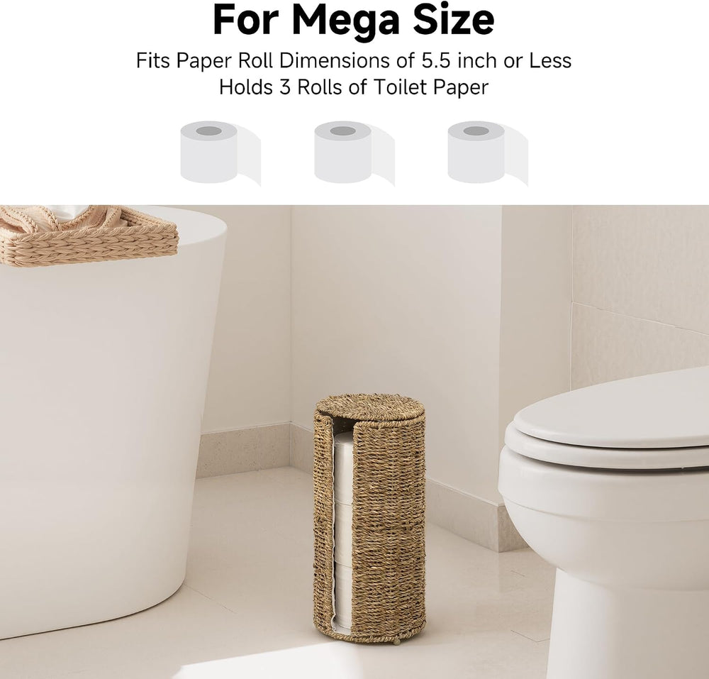 StorageWorks Seagrass Free Standing Toilet Paper Holder Stand for Bathroom, 3...