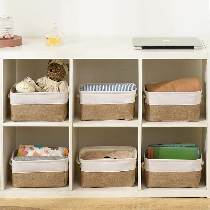 Small Baskets for Organizing, Collapsible Storage Baskets for Shelves, Storag...