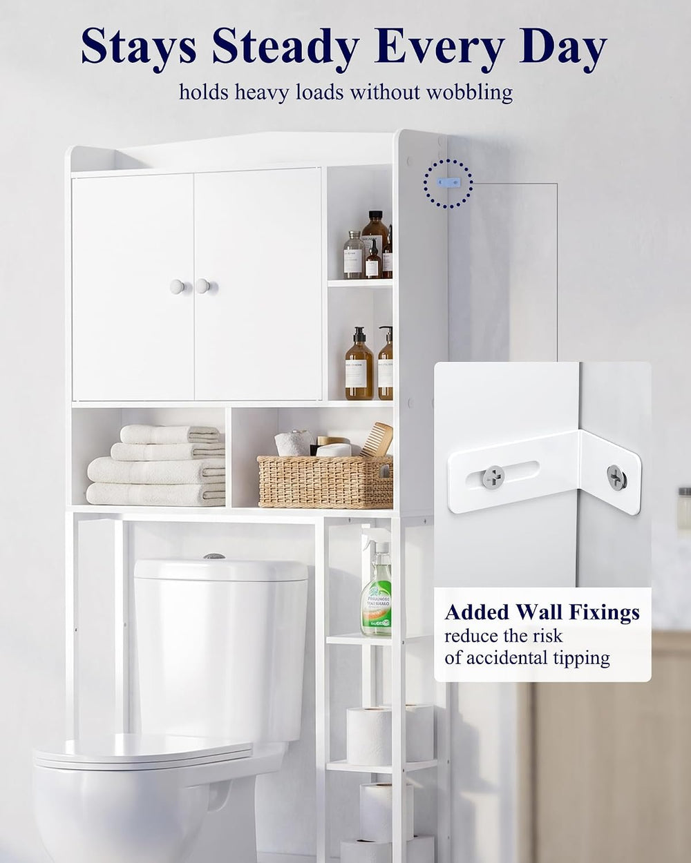 Kitsure Over Toilet Storage Cabinet, 66.9" H Multi-Compartment