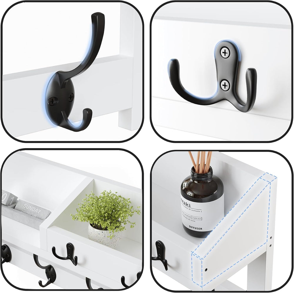 AMBIRD Wall Hooks with Shelf, 26.57 Inch Entryway Wood Coat Hooks for Wall, C...