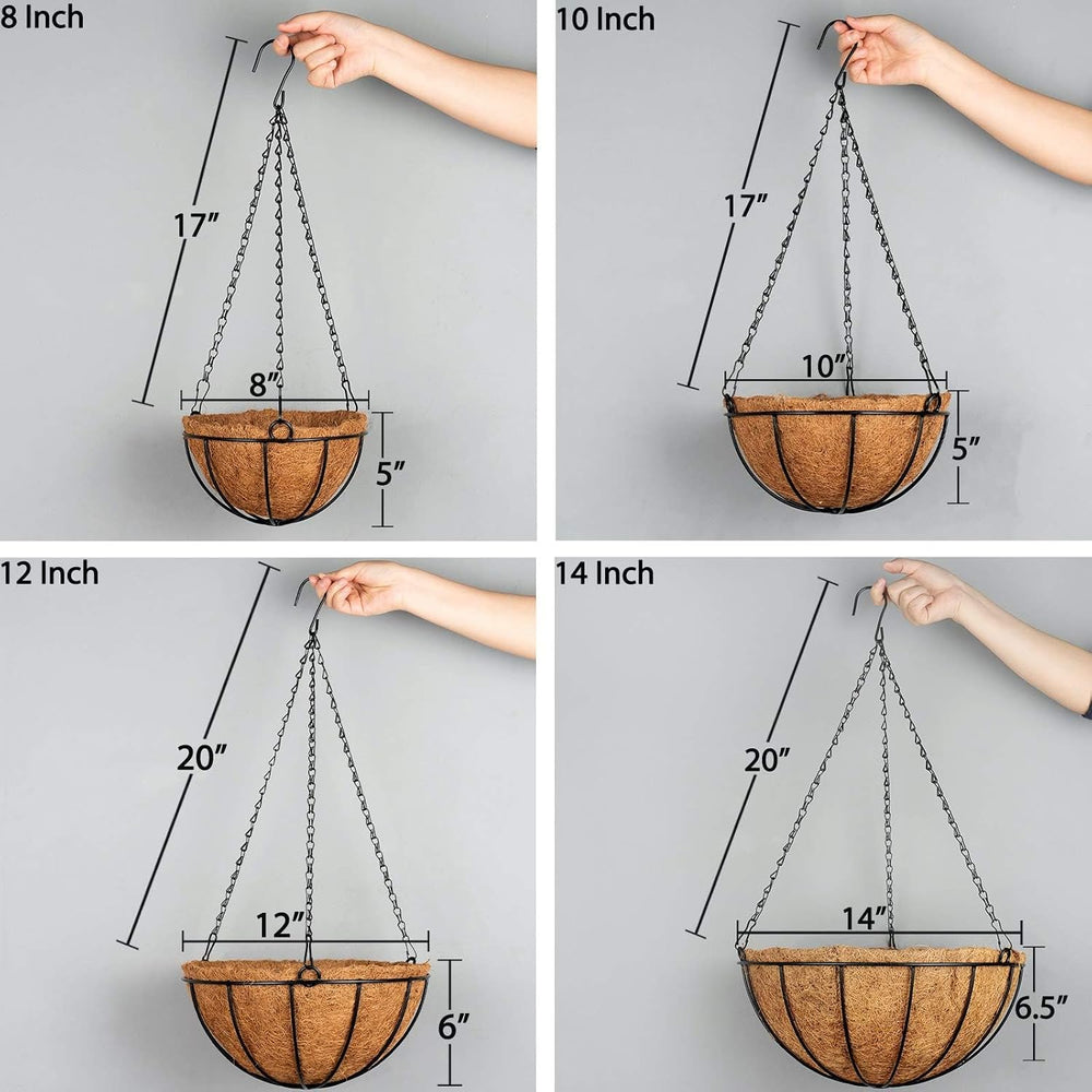 Kingbuy 12" Metal Hanging Basket for Herbs & Flowers – 6" Depth...