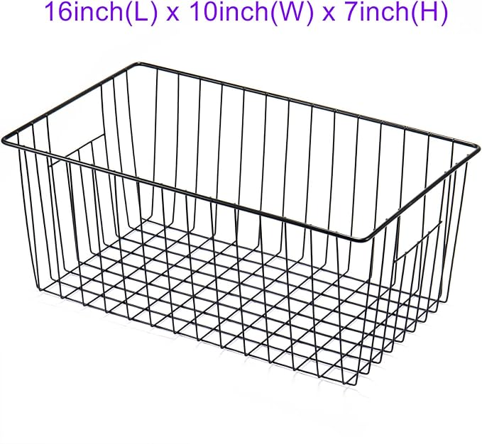 16inch Freezer Wire Storage Organizer Baskets, Household Refrigerator Bin (4p...