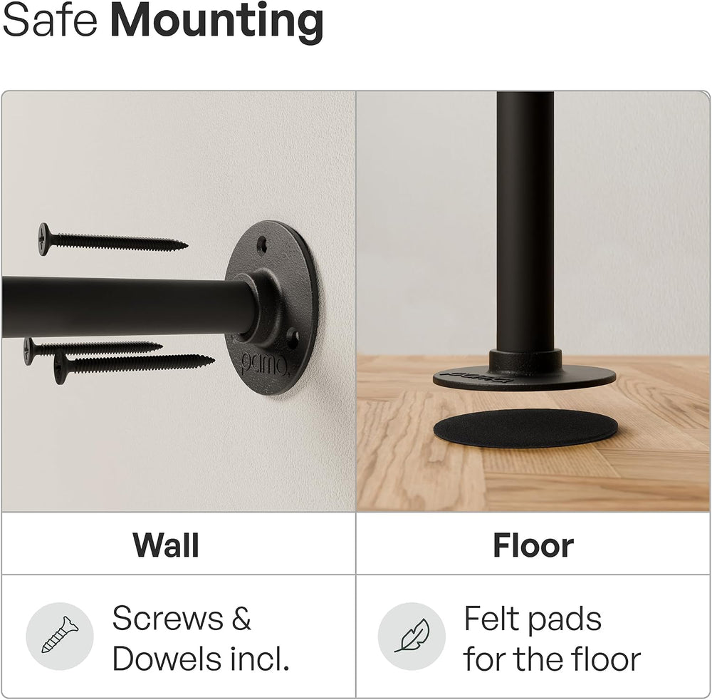 pamo Wall Mounted Clothes Rack – Double Rod Industrial Pipe Clothing Rack