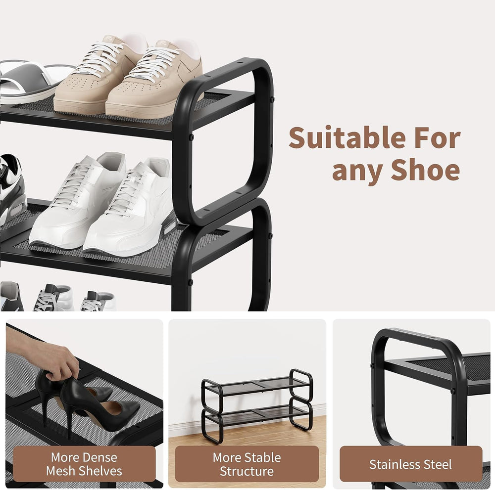 2 Tier Shoe Rack - Expandable Shoe Organizer for Closet