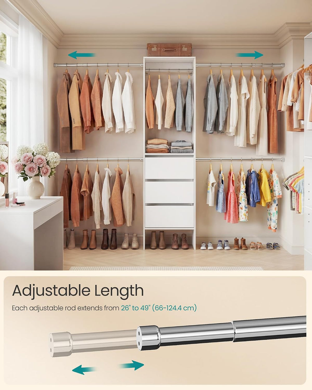 SONGMICS Closet System, Customizable Walk-In Closet Organizer System