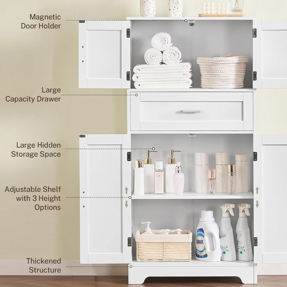TEENFON Bathroom Storage Cabinet with Adjustable Shelf & Large Drawer