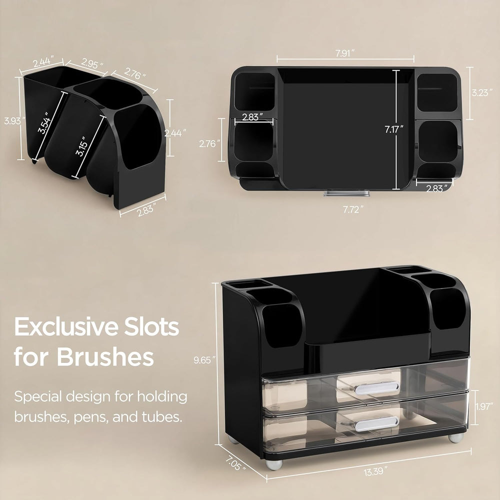 HBlife Makeup Organizer for Vanity with Brush Holder, Cologne Organizer for M...