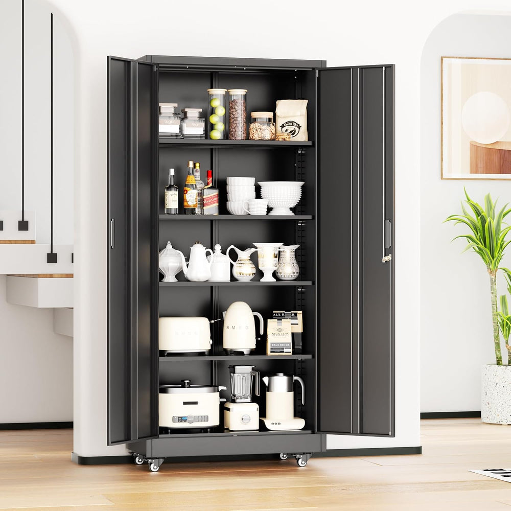 Bonusall Garage Cabinets with Wheels, 73" H Metal Locking Cabinet with 2...