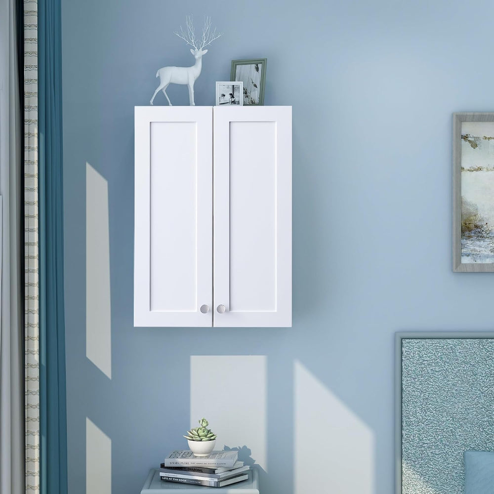 White Wall Mount Cabinet, MDF Over the Toilet Storage Cabinet