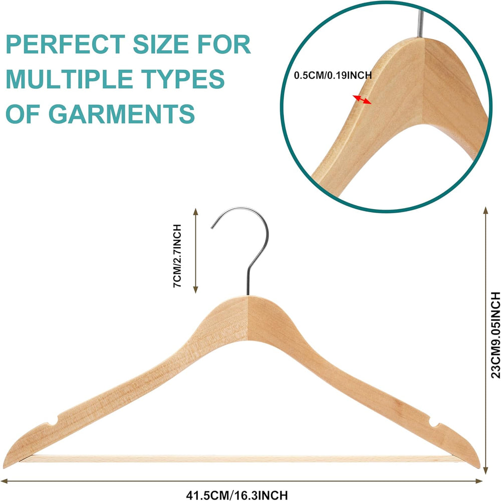 Quality Hangers 16.5" Wooden Hangers Multi Pack, Ultra Thin Space Saving...