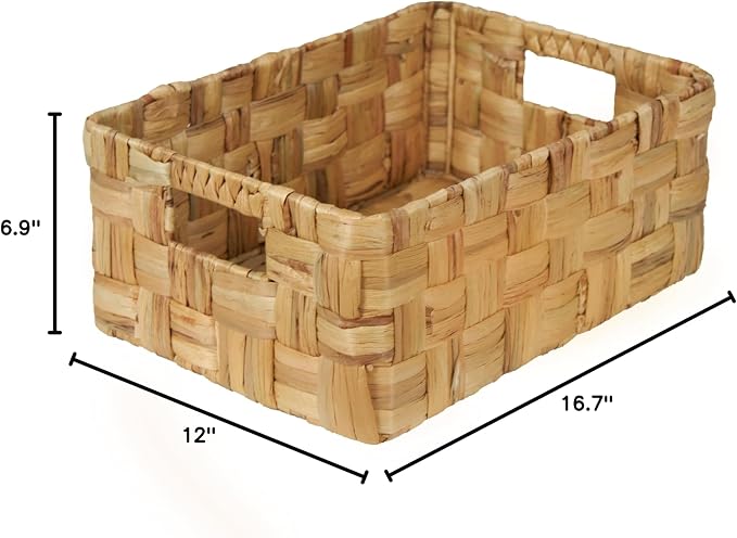Vatima Jumbo Wicker Storage Basket, Large Hyacinth Organizer, 16.9x12.1x7.1H