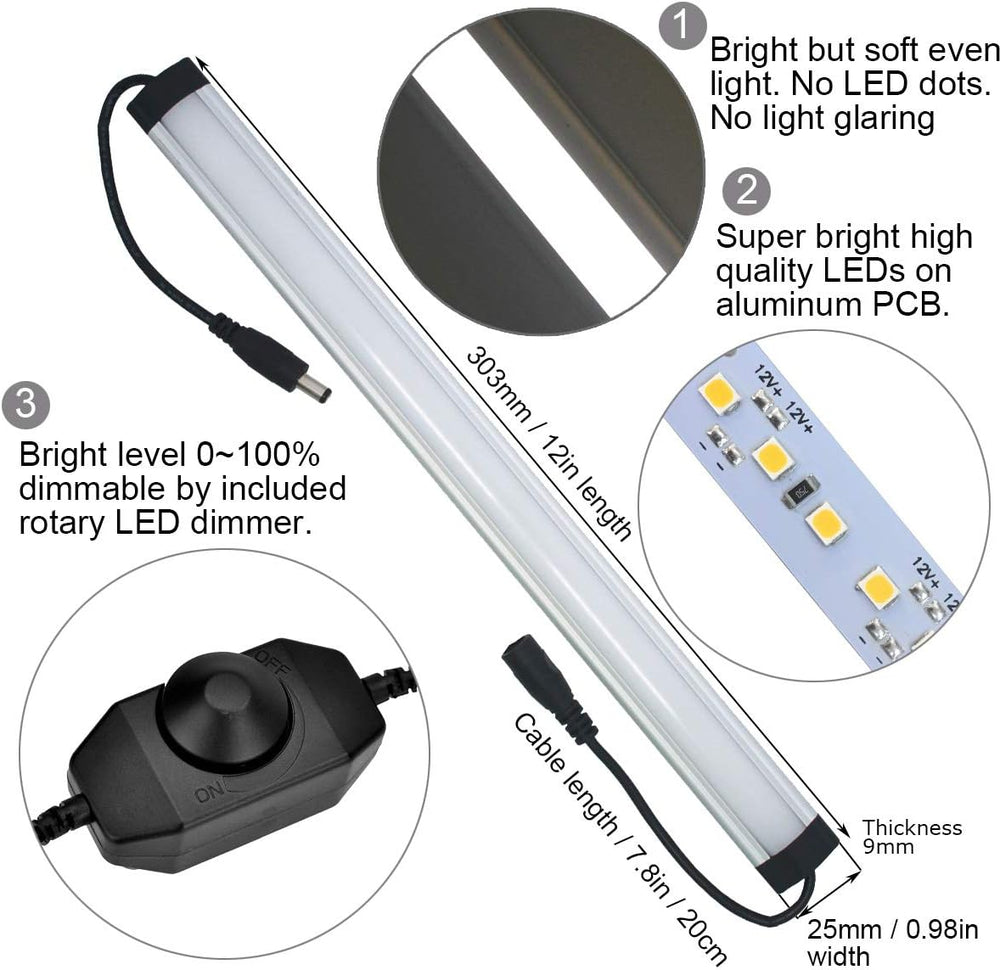 Litever Under Cabinet Lighting Kit Plug in, 3 Light Bars 20W Super Bright