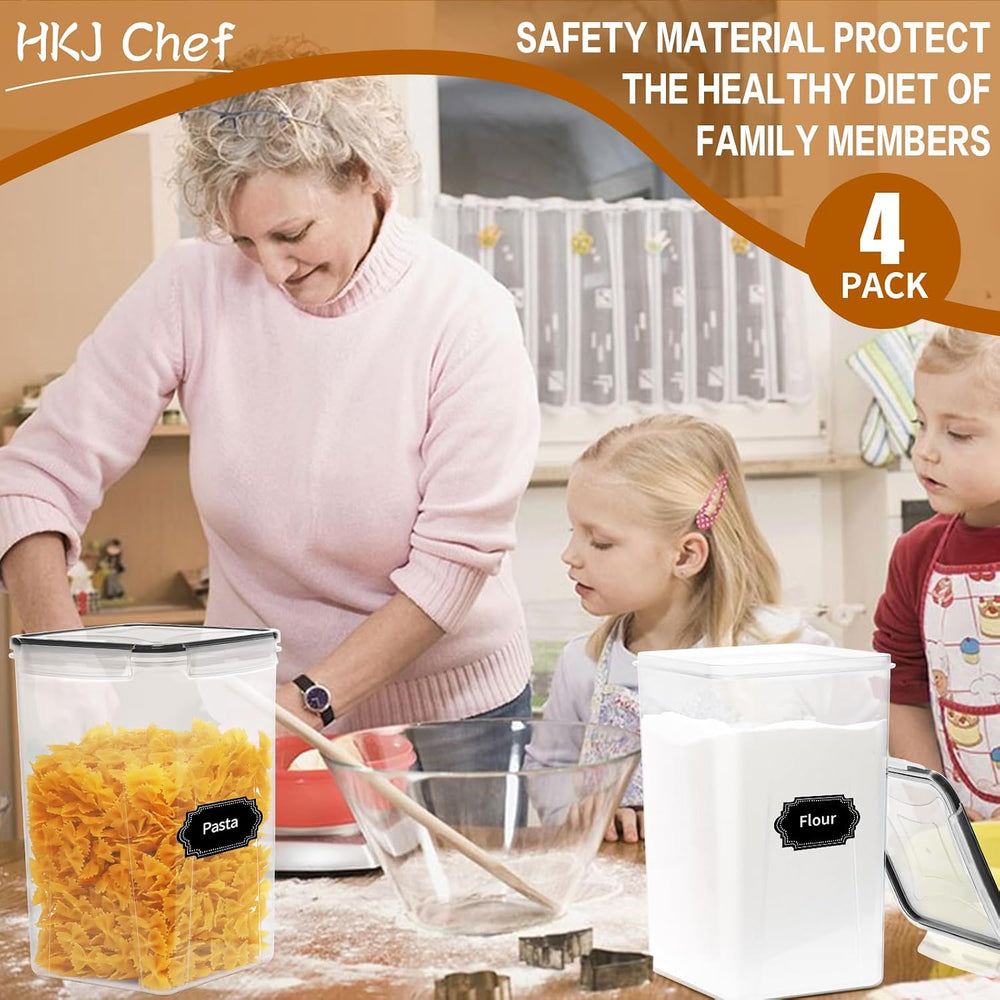 HKJ Chef 4 Pack Extra Large Airtight Food Storage Containers with Lids (6.5L ...