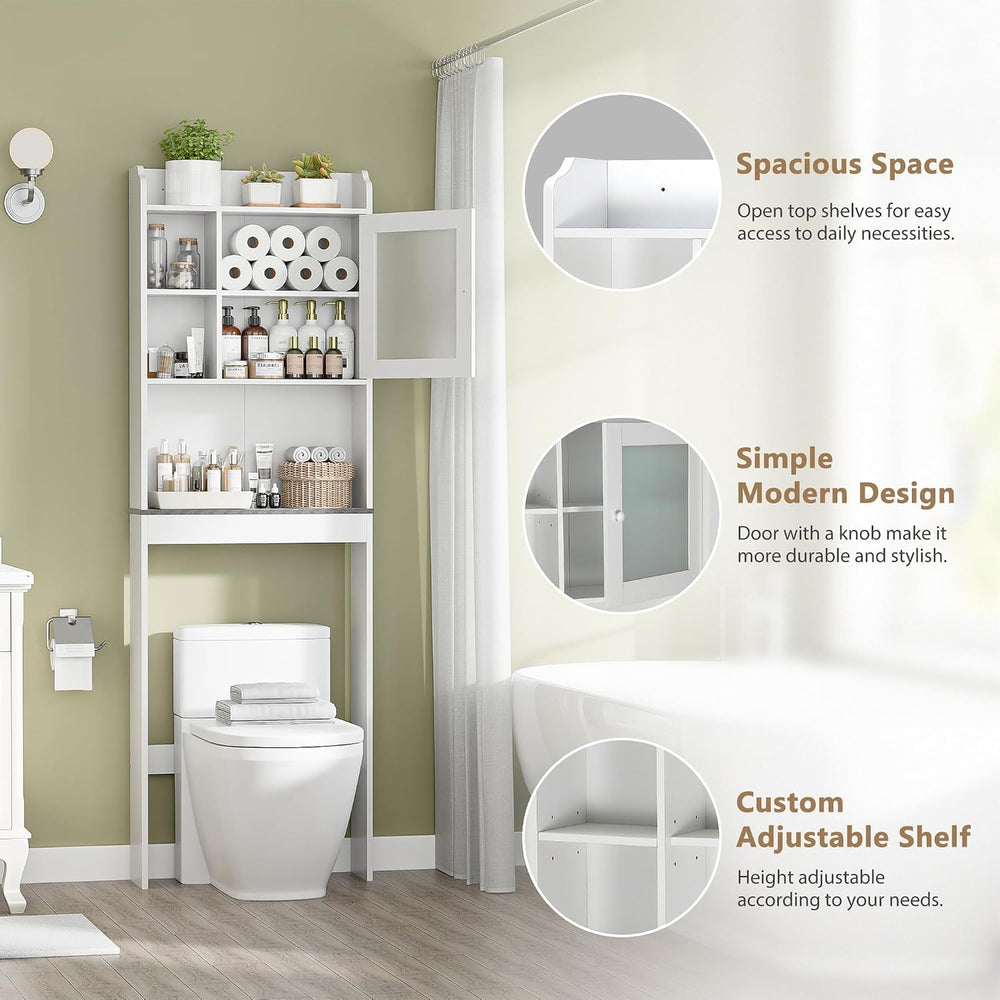 ZENY Over The Toilet Storage Cabinet, Bathroom Organizer with Adjustable Shel...