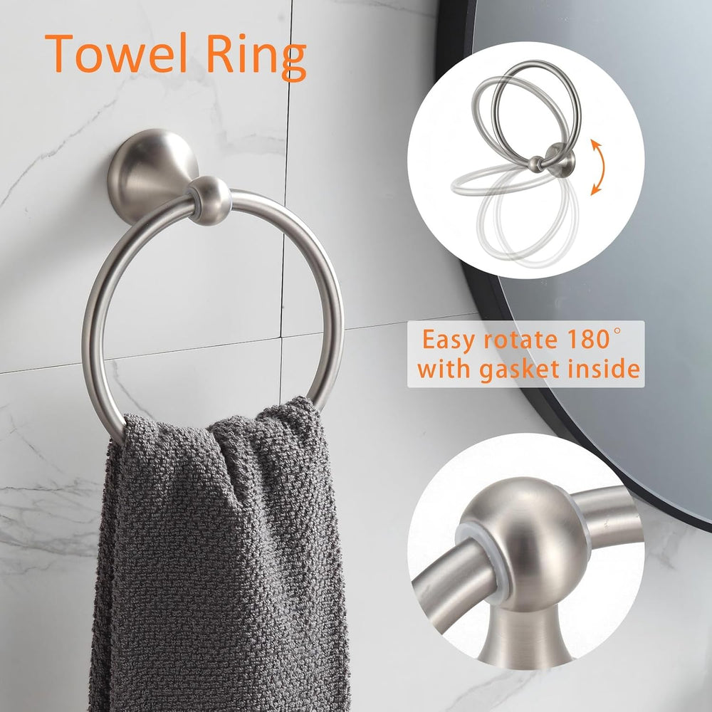 BGL 4-Piece Brushed Nickel Bathroom Hardware Set with Adjustable Towel Bar