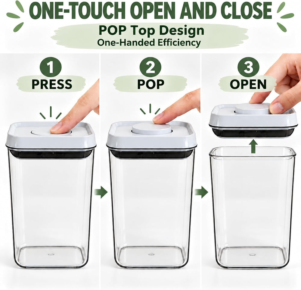 Pop Push Button Airtight Food Storage Containers 12 Pack