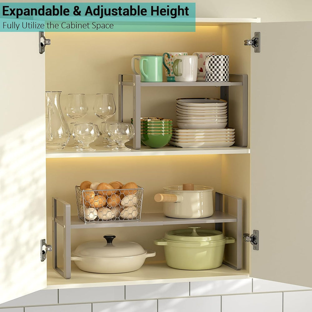 2 Pack Expandable Kitchen Cabinet Organizer Shelves
