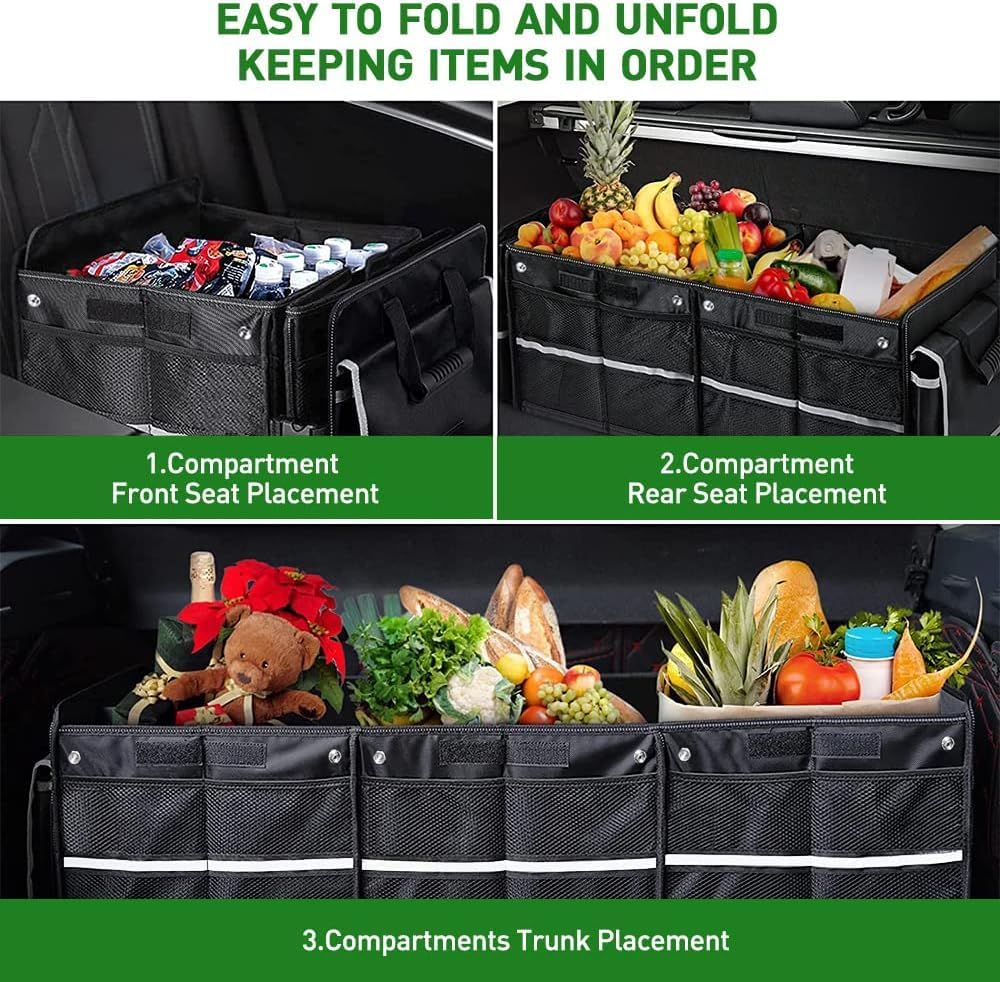 Snuopfy Trunk Organizer - Foldable Car Organizer for SUVs & Sedans Storage