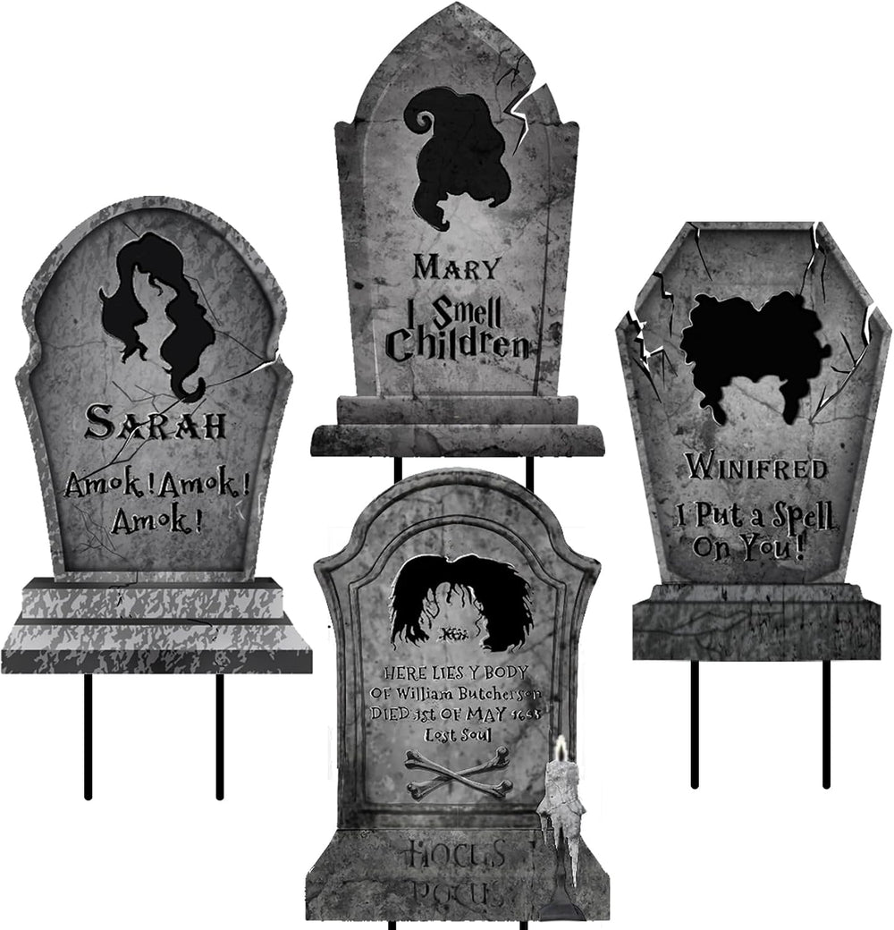 Metal Halloween Graveyard Tombstones Yard Stakes Signs