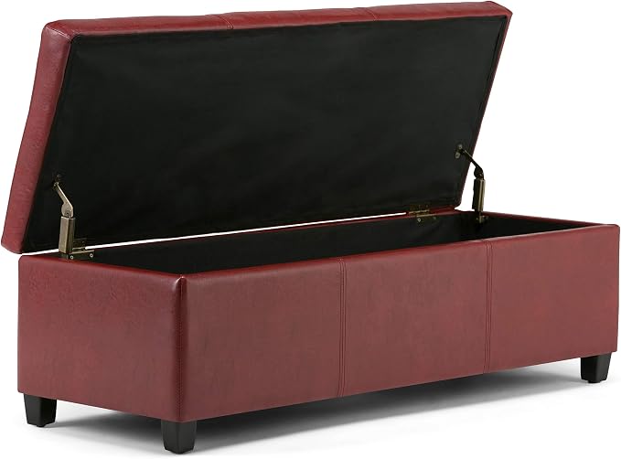 SIMPLIHOME Avalon 48 inch Wide Contemporary Rectangle Storage Ottoman Bench in