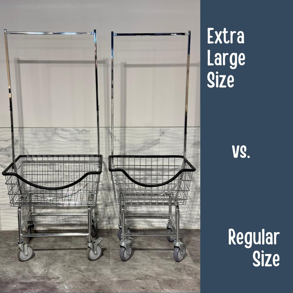 LVP Big Brother Commercial Laundry Cart with Dual Pole Rack 3.25 Bushels (Chr...