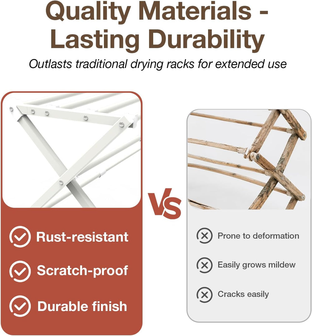 Foldable Clothes Drying Rack Heavy Duty Easy Install, White