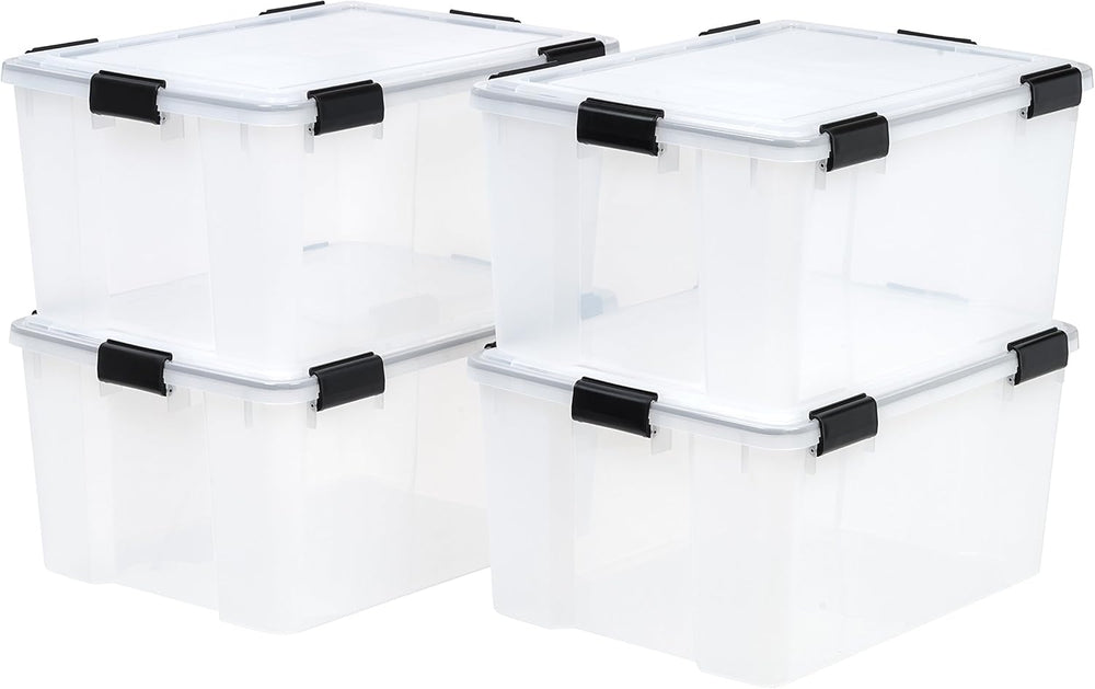 IRIS USA 110559 62.8 Quart Weathertight Plastic Storage Box (4 Pack)