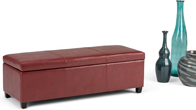 SIMPLIHOME Avalon 48 inch Wide Contemporary Rectangle Storage Ottoman Bench in