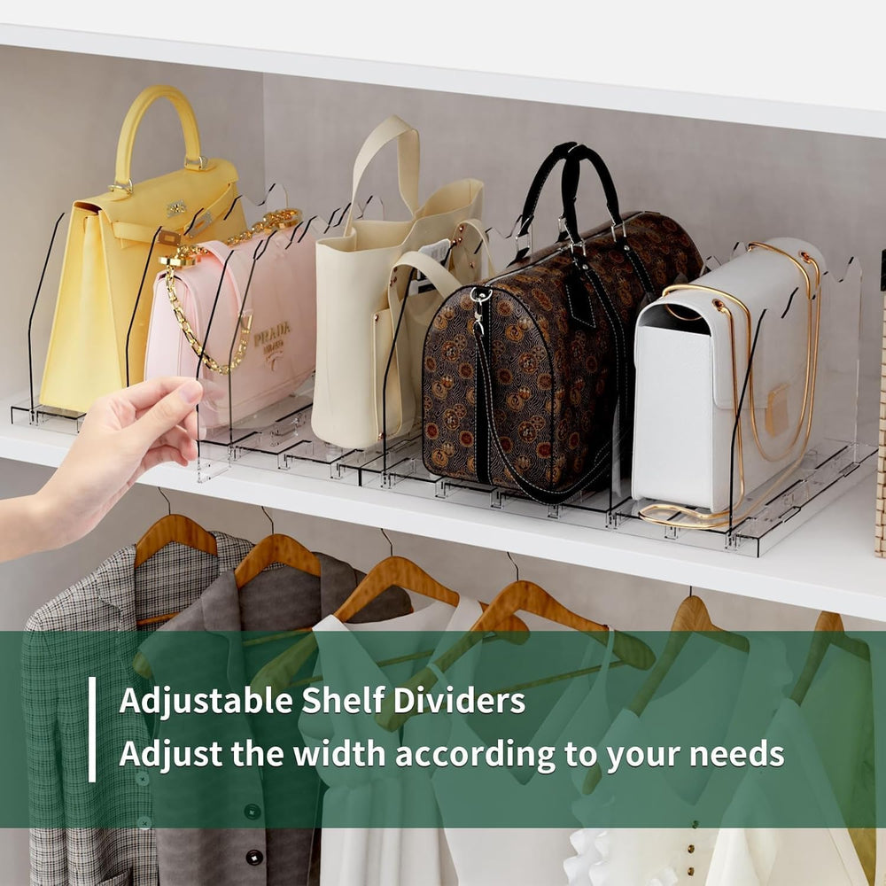 SPACEKEEPER Adjustable Shelf Divider for Closet,2 Pcs Clear Purse Organizer