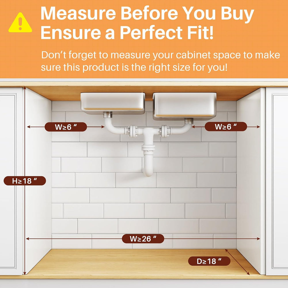 PXRACK Under Sink Organizer, 3-Tier 2-Pack Adjustable Height Pull Out Under C...