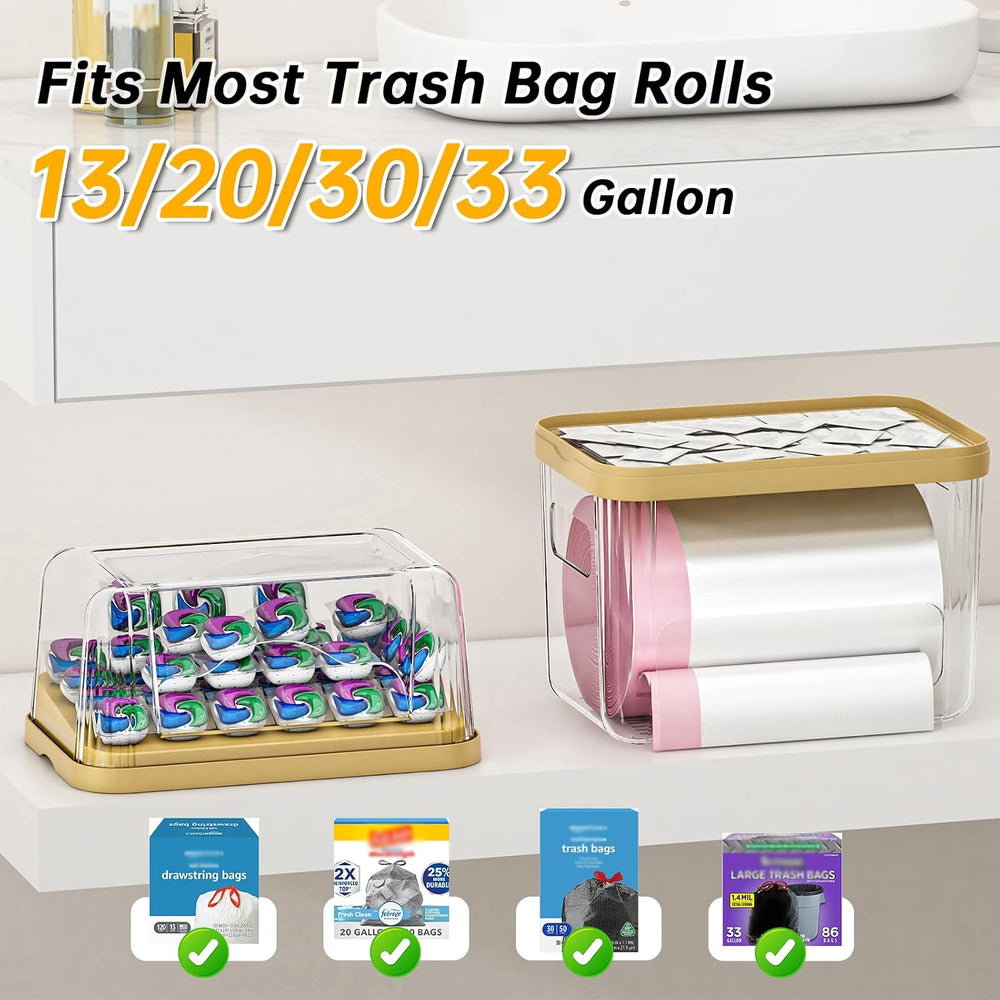 Trash Bag Dispenser Laundry Dishwasher Pods Container, Clear Acrylic Garbage ...