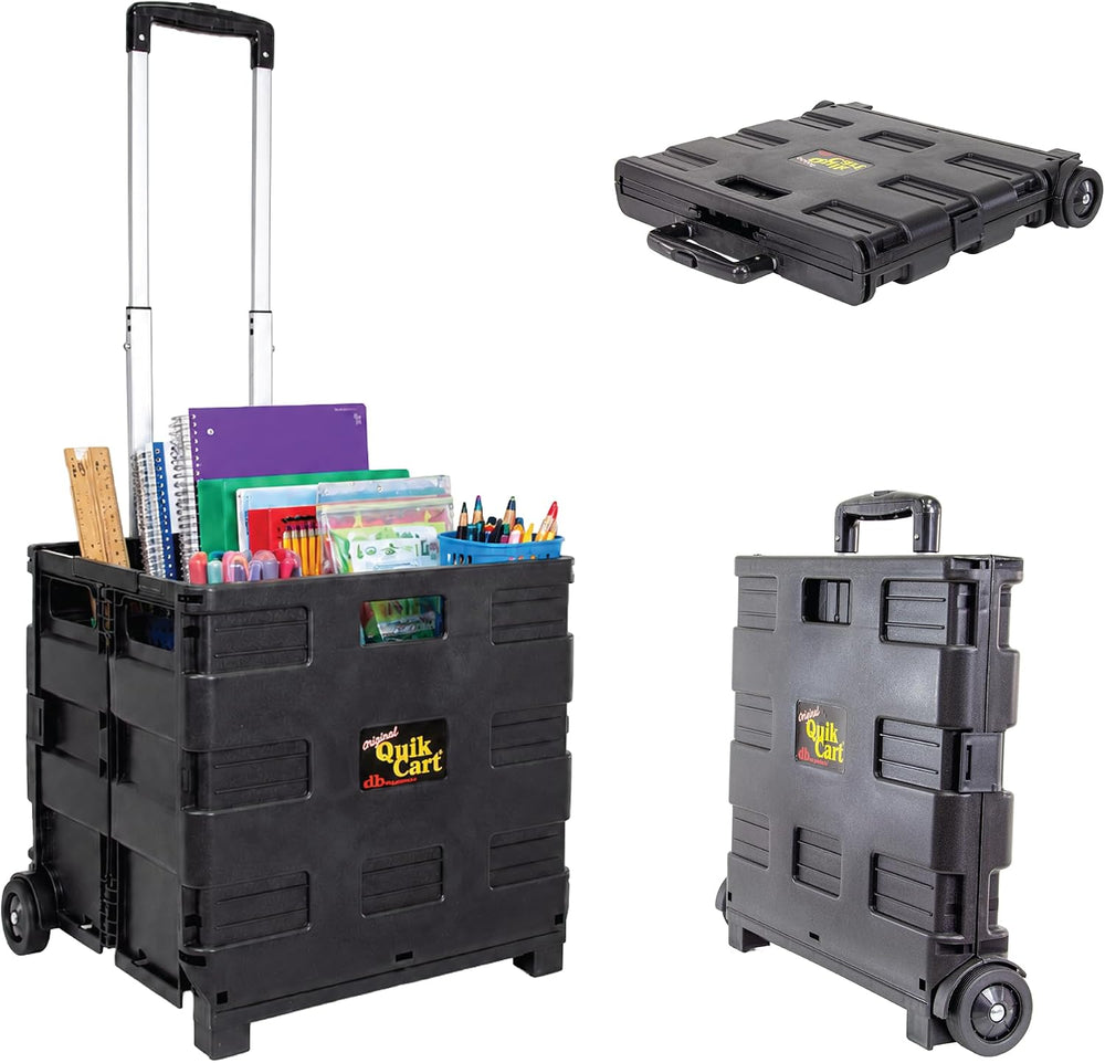 dbest Products Quik Cart Without Lid Collapsible Rolling Crate - Black