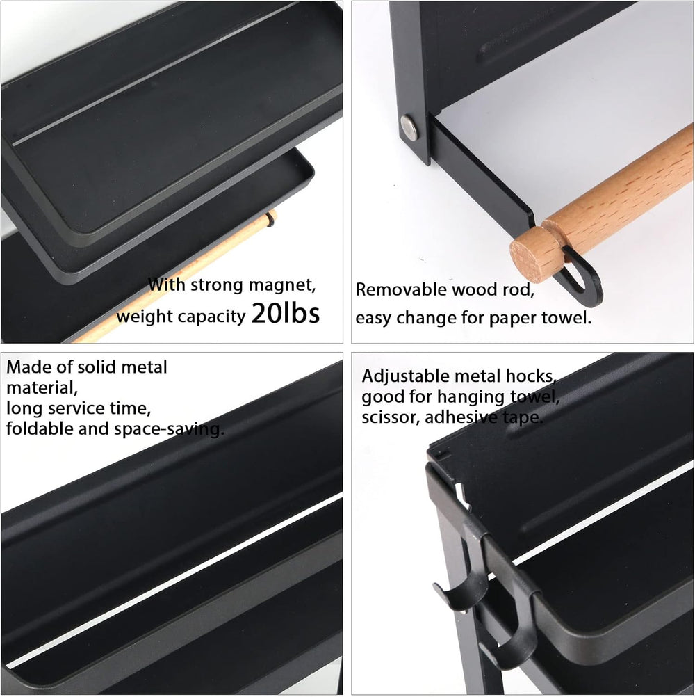 Magnetic Paper Towel Holder with Multi-Layer Storage Shelf, Stable Magnetic O...