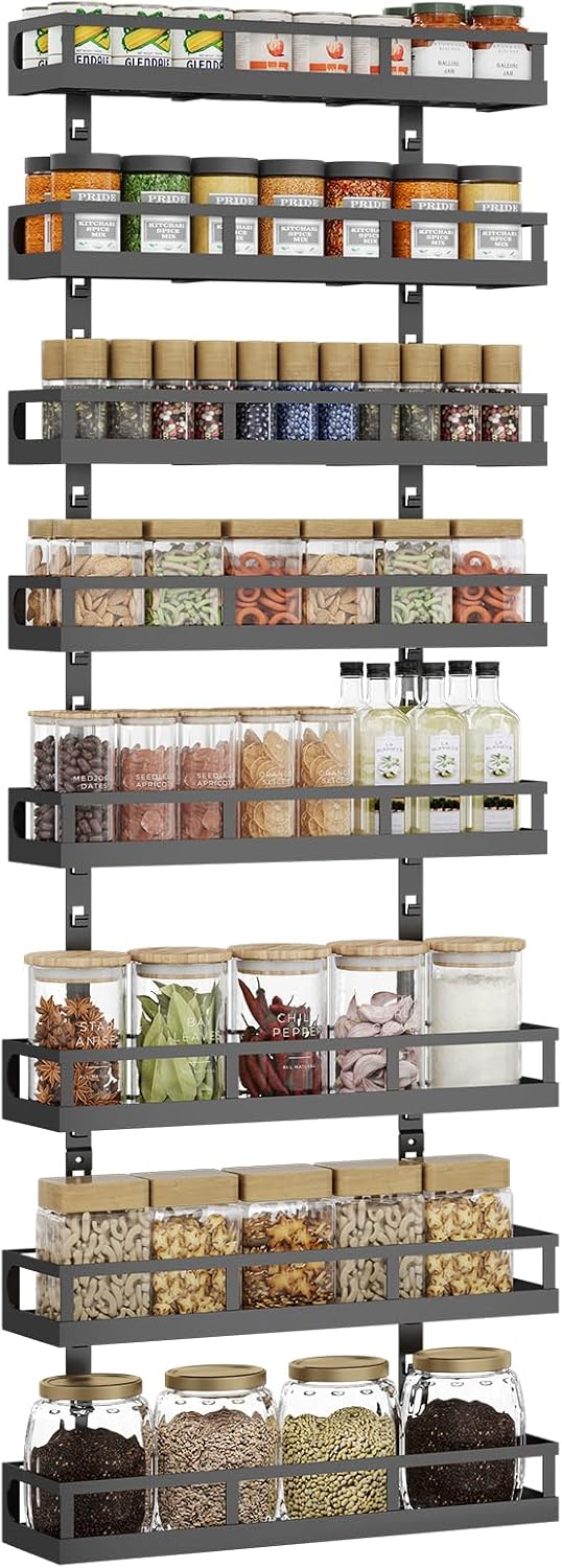 X-cosrack 8-Tier Adjustable Spice Rack – Wall-Mounted Space-Saving Organizer ...