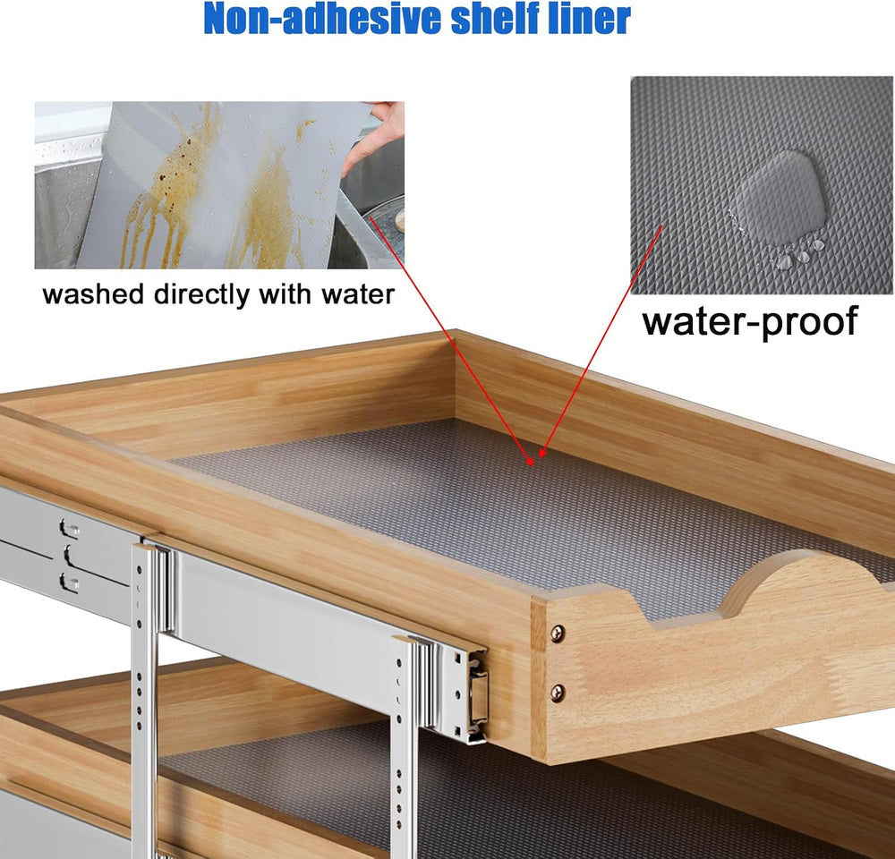 DINDON 3 Tier Pull Out Cabinet Organizer 14”W X21”D Slide Out Shelves With Sh...