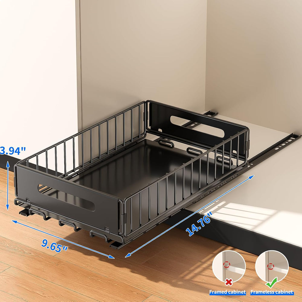 PureBox 2-Pack Pull Out Cabinet Organizer, Deep Storage for Pantry, Kitchen