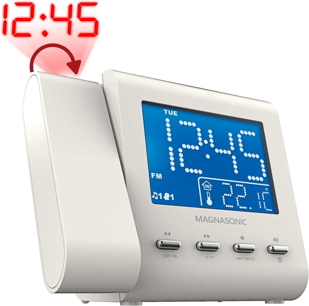 Magnasonic Projection Alarm Clock with AM/FM Radio, Battery Backup, Auto Time...