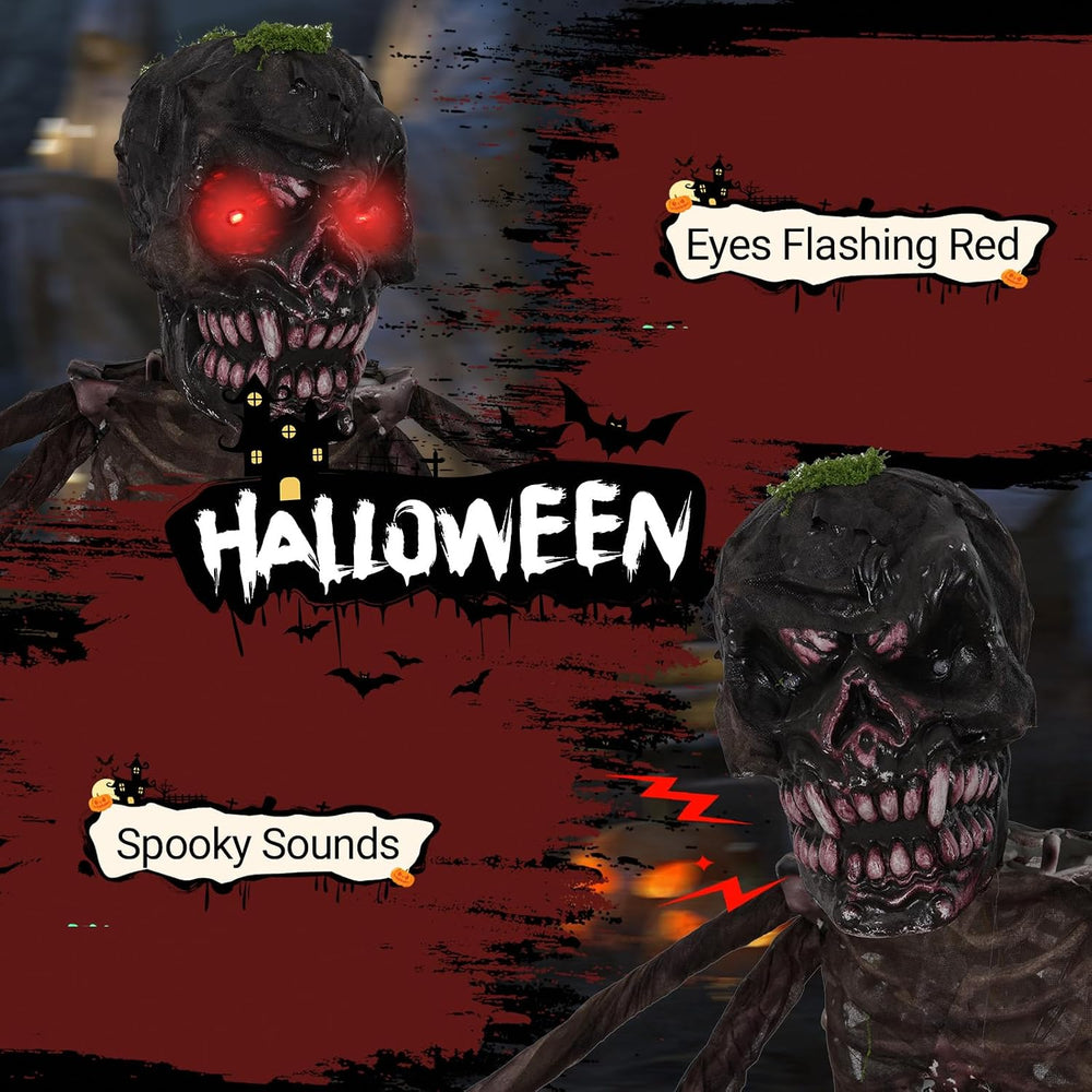 Tangkula 6 FT Halloween Animatronics Hanging Zombie with Glowing Red Eyes