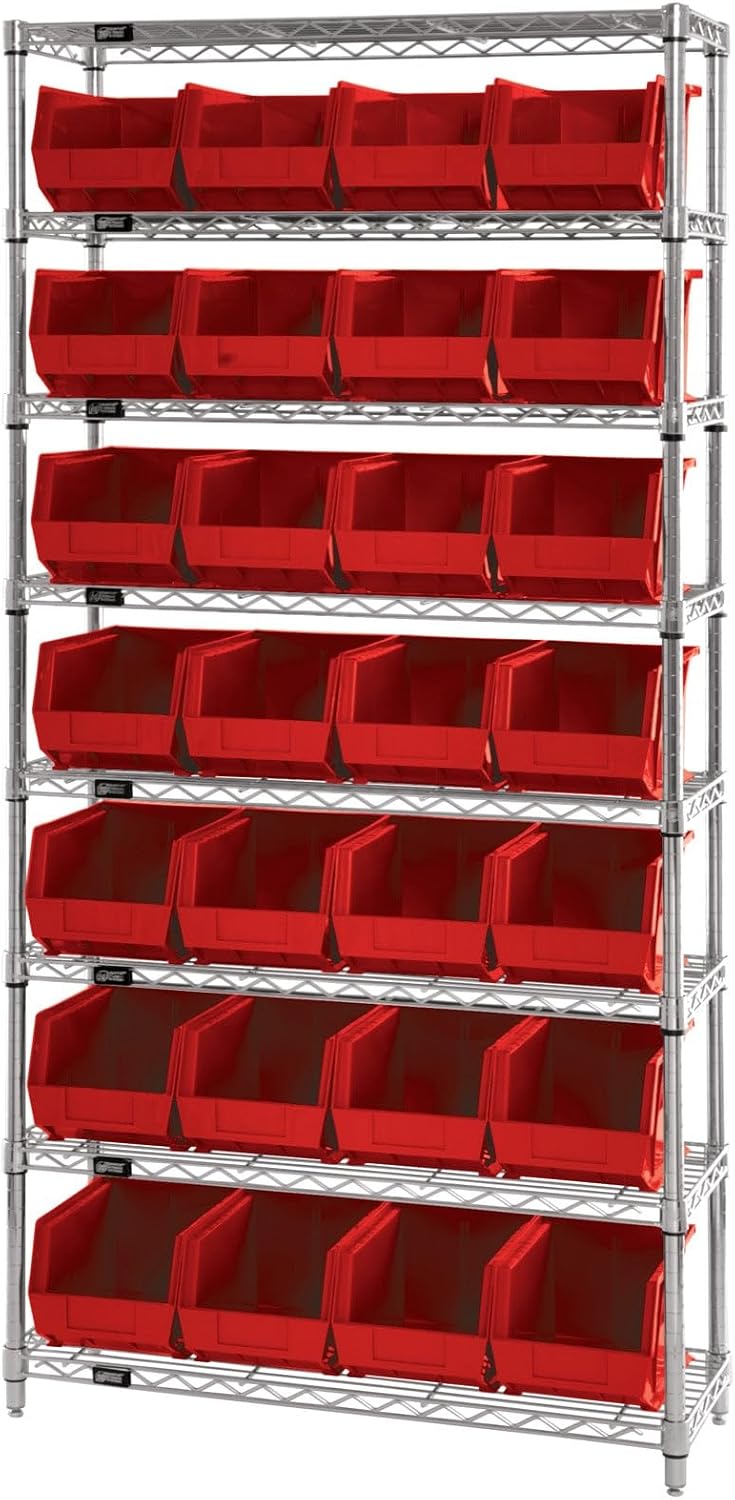Quantum Storage QUS239 Heavy-Duty Stackable Plastic Storage Bins for Workshop...