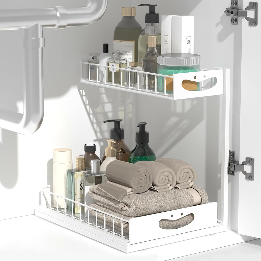 Under Sink Organizer with Pull-Out Drawers,Kitchen Sink Organizer,2 Tier Bath...