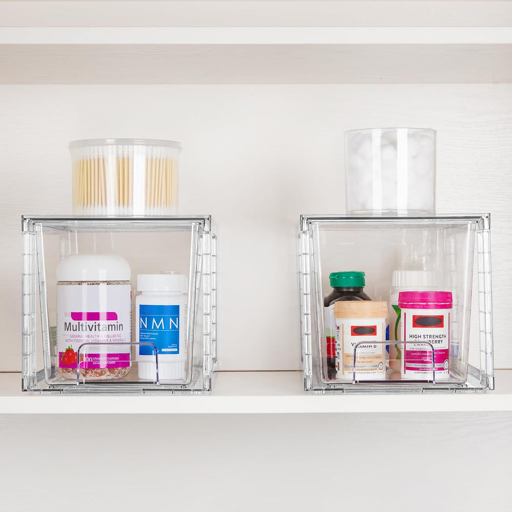 Vtopmart 2 Pack Large Stackable Storage Drawers, Clear
