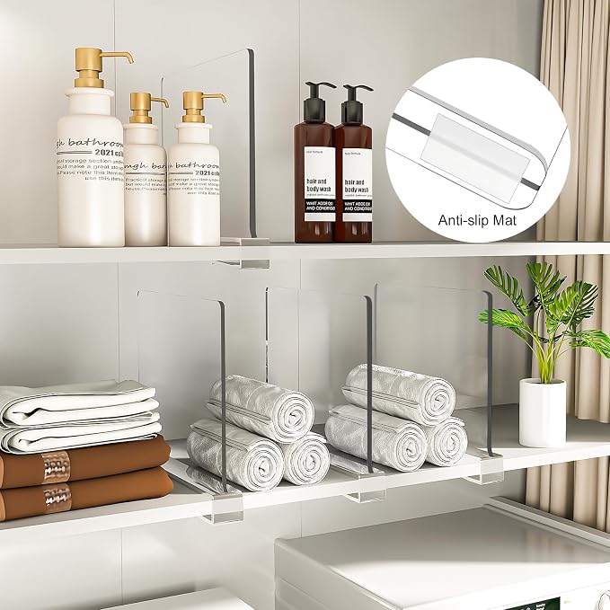 Shelf Dividers Purse Organizer for Closet: 12-Pack Acrylic Bag Storage