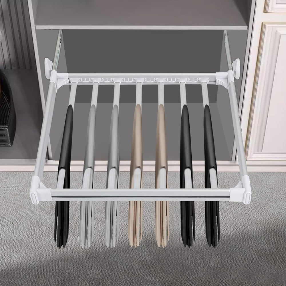 11 Arms Slide Out Pants Rack Closet Pants Hanger Bar Pull Out Trousers Rack T...