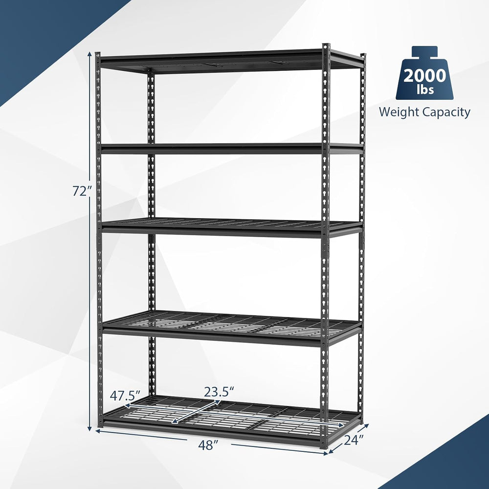 Tangkula 5-Tier Metal Storage Shelves, Garage Shelving Units with 2000 LBS Ca...