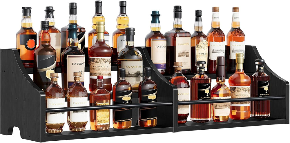 FAVOOSTY 5 Tier Countertop Liquor Bottle Display Shelf Organizer, Black