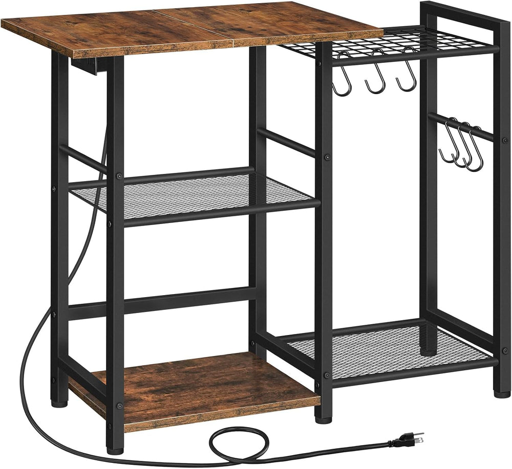 HOOBRO Bakers Rack with Power Outlet, Microwave Stand with Pots Rack, Kitchen...