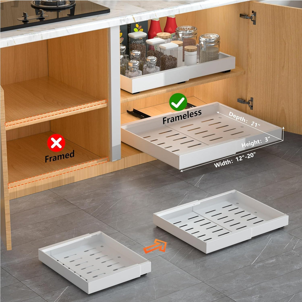 DEKAVA 4 Pack Pull Out Cabinet Organizer Expandable, Adhesive with Nano Film,...