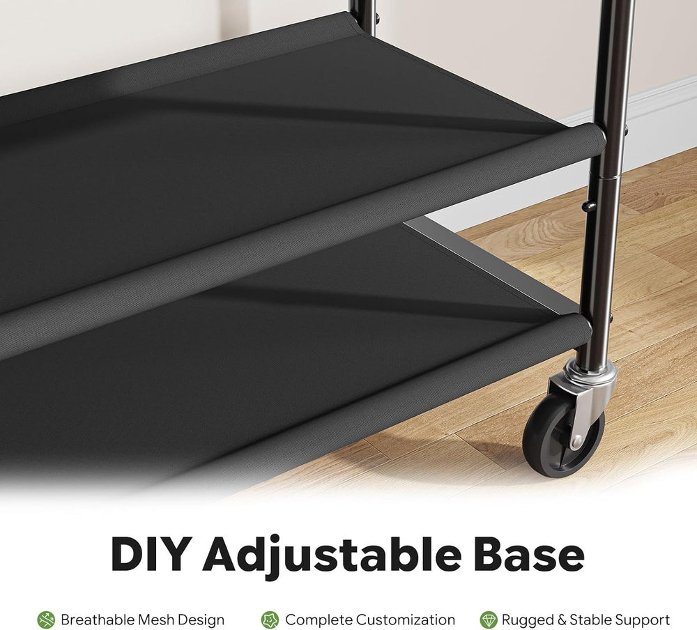 Ekisemio Double Rods Clothes Rack for Hanging Clothes, Rolling Clothing Rack ...